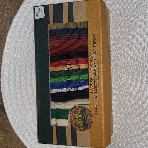 Pendleton Large Kids Striped 3 Pair Crew Socks National Park Collection - Picture 4 of 10